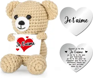 Mini Bear I Love You Gifts, Gifts for Women, Birthday, Bear Doll with Card Coins Love, Pocket Hug Bear, Khaki Romantic Gift for Wife Her Girlfriend Birthday Wedding Valentine's Day