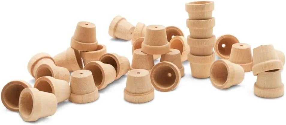 Mini Craft Flower Pot 5/8-inch x 9/16-inch, Pack of 250 Unfinished Flower Pot for Diorama, Model & Dollhouse, by Woodpeckers
