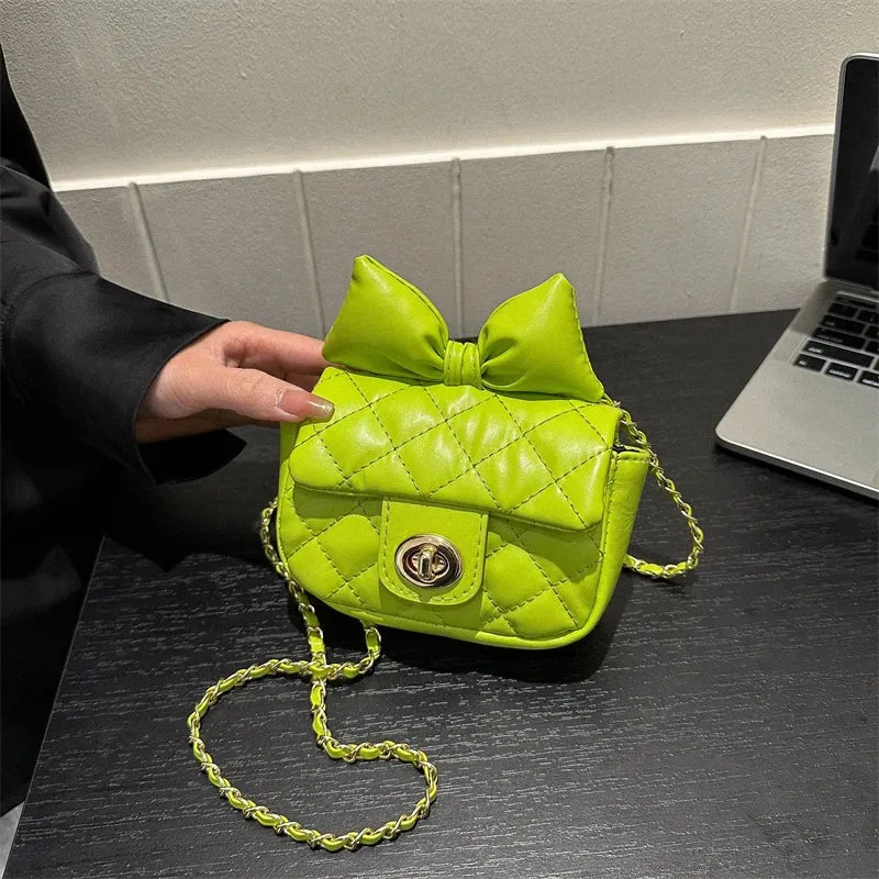 Mini Designer Luxury Shoulder Bag Toddler Princess Baby Girls Pink Bow Handbag Little Girl Cute Crossbody Purse