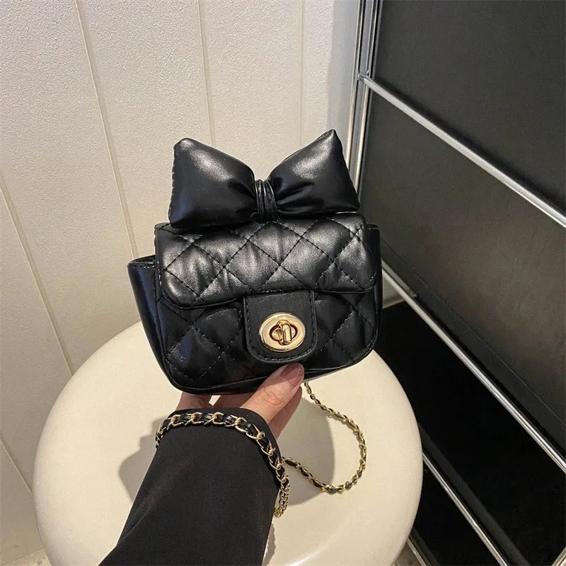Mini Designer Luxury Shoulder Bag Toddler Princess Baby Girls Pink Bow Handbag Little Girl Cute Crossbody Purse
