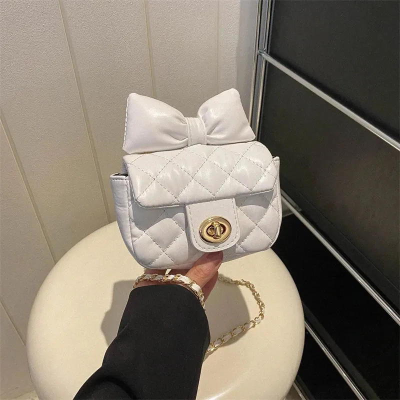 Mini Designer Luxury Shoulder Bag Toddler Princess Baby Girls Pink Bow Handbag Little Girl Cute Crossbody Purse
