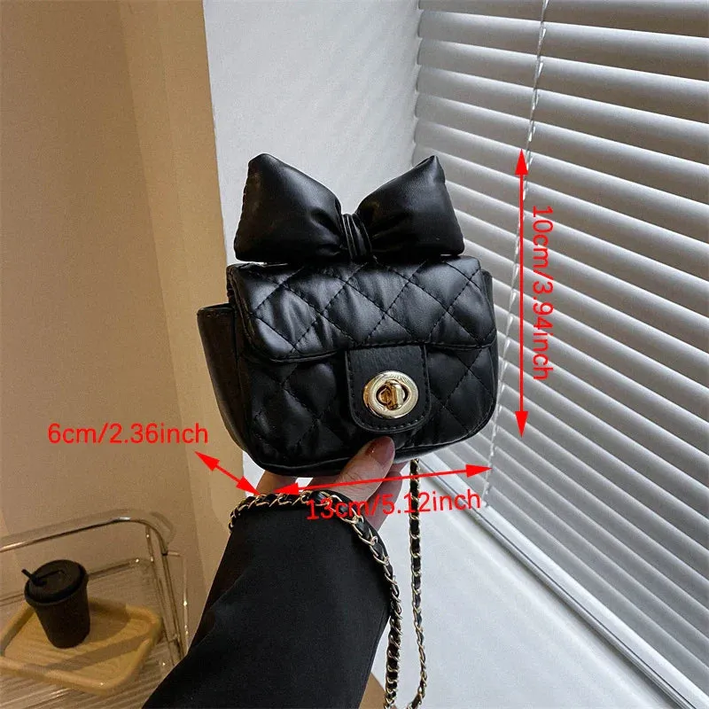 Mini Designer Luxury Shoulder Bag Toddler Princess Baby Girls Pink Bow Handbag Little Girl Cute Crossbody Purse