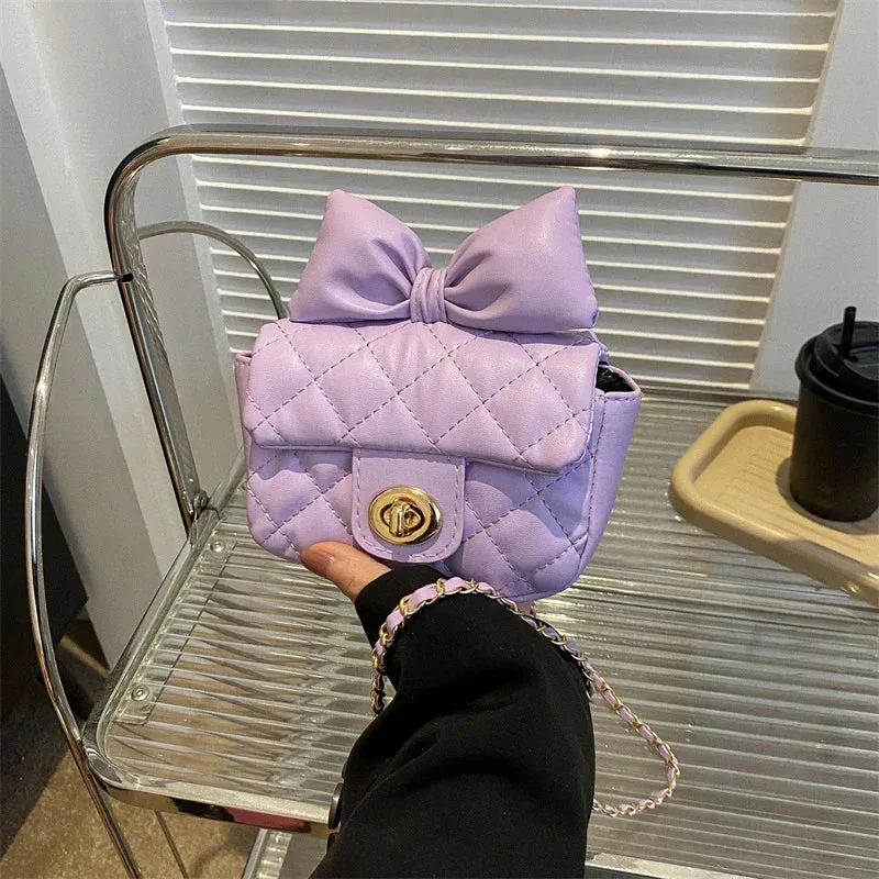 Mini Designer Luxury Shoulder Bag Toddler Princess Baby Girls Pink Bow Handbag Little Girl Cute Crossbody Purse
