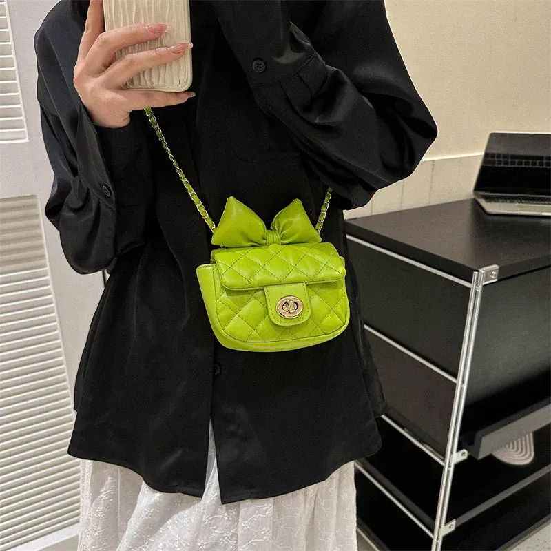 Mini Designer Luxury Shoulder Bag Toddler Princess Baby Girls Pink Bow Handbag Little Girl Cute Crossbody Purse