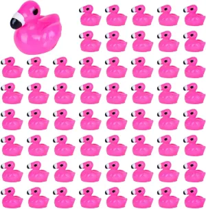 Mini Flamingos 200 Pack - Cute Tiny Pink Flamingos to Hide, Mini Resin Flamingo Ducks Figurines for Cake, Yard, Fairy Garden, Dollhouse, Landscape and Crafts