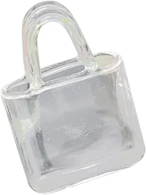Mini Glass Vase Handbag Shape Purse Vase for Flowers Doll Accessories Small Doll Fish Tank Educational Toy