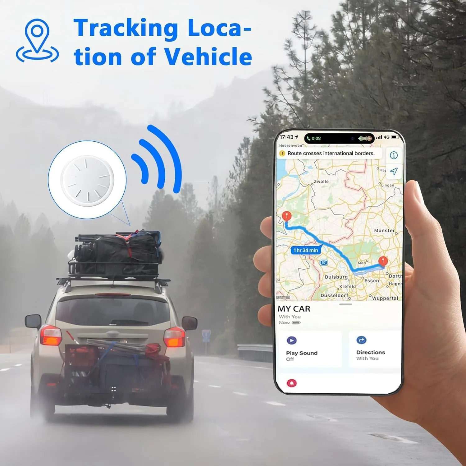 Mini GPS Tracking Devices, 1PCS Tracker Device for Vehicles Work with Find My (iOS Only), Car Tracker Device Hidden with Magnetic Waterproof Case, No Monthly Fee Car GPS Tracker
