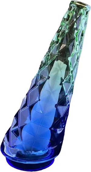 Mini Gradient Crystal Vase, Replacement Top for Table Decoration, Clear Bud Vases in Bulk for Flower (Blue-Green)