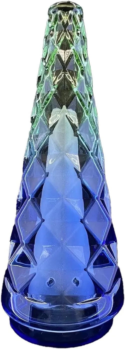 Mini Gradient Crystal Vase, Replacement Top for Table Decoration, Clear Bud Vases in Bulk for Flower (Blue-Green)