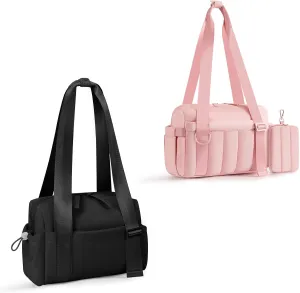Mini Gym Bag Black   Mini Puffer Gym Bag Pink