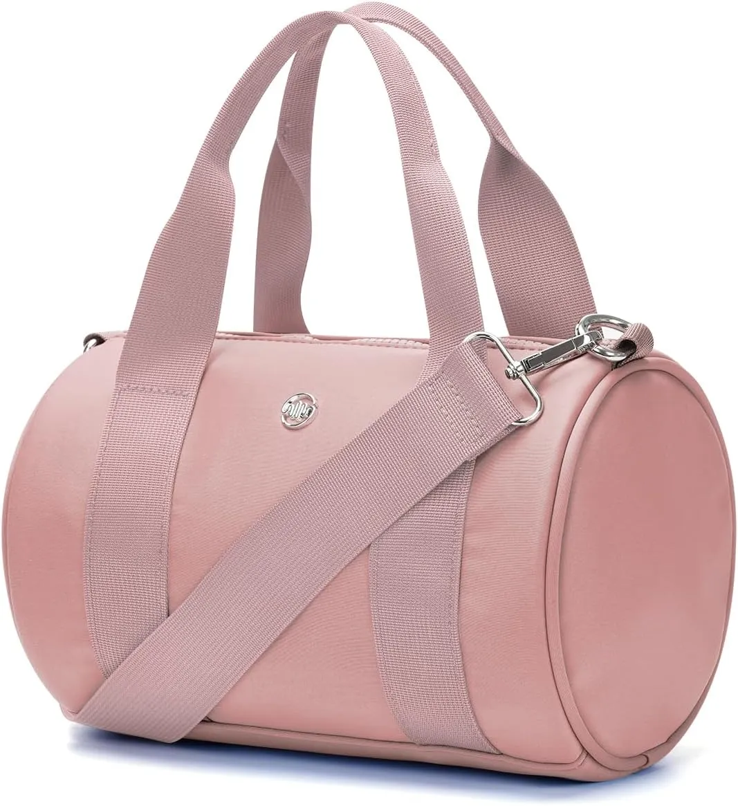Mini Gym Bag Small Barrel Duffle Crossbody Bags Tote for Women Men Workout Bag Lightweight for Weekender Travel Sports Yoga Fitness Dance (Pink)