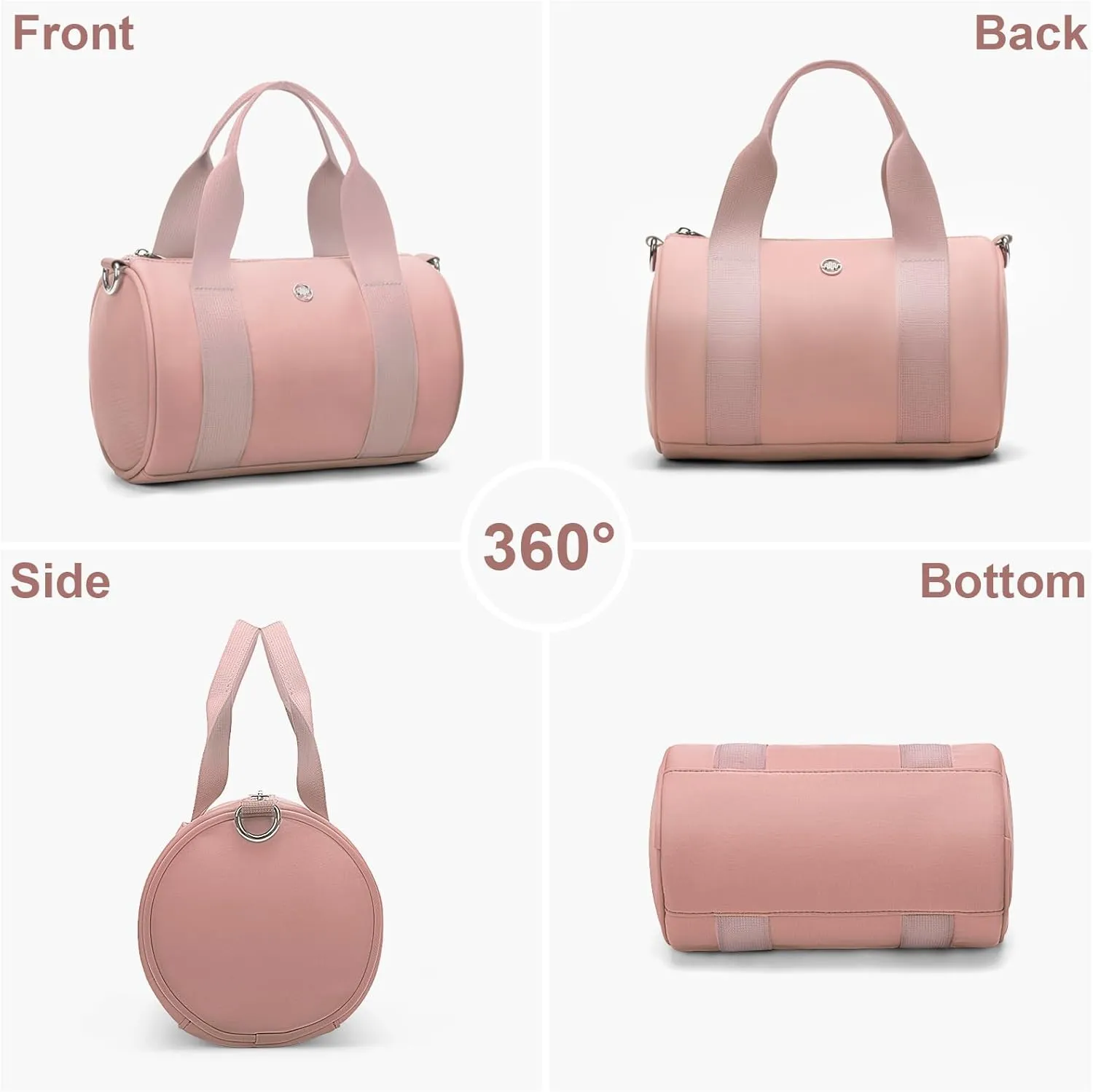 Mini Gym Bag Small Barrel Duffle Crossbody Bags Tote for Women Men Workout Bag Lightweight for Weekender Travel Sports Yoga Fitness Dance (Pink)