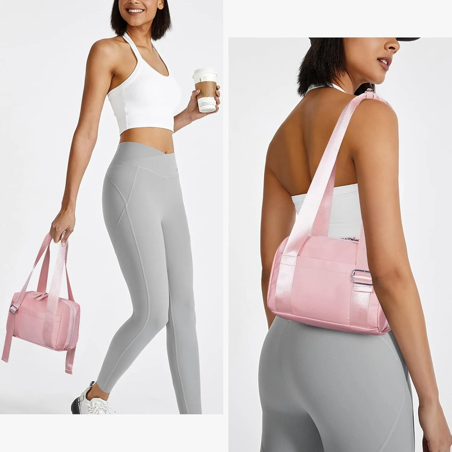 Mini Gym Bag Small Duffle Bags Tote for Women Pink Workout Bag Lightweight for Weekender Travel Sports Yoga Fitness
