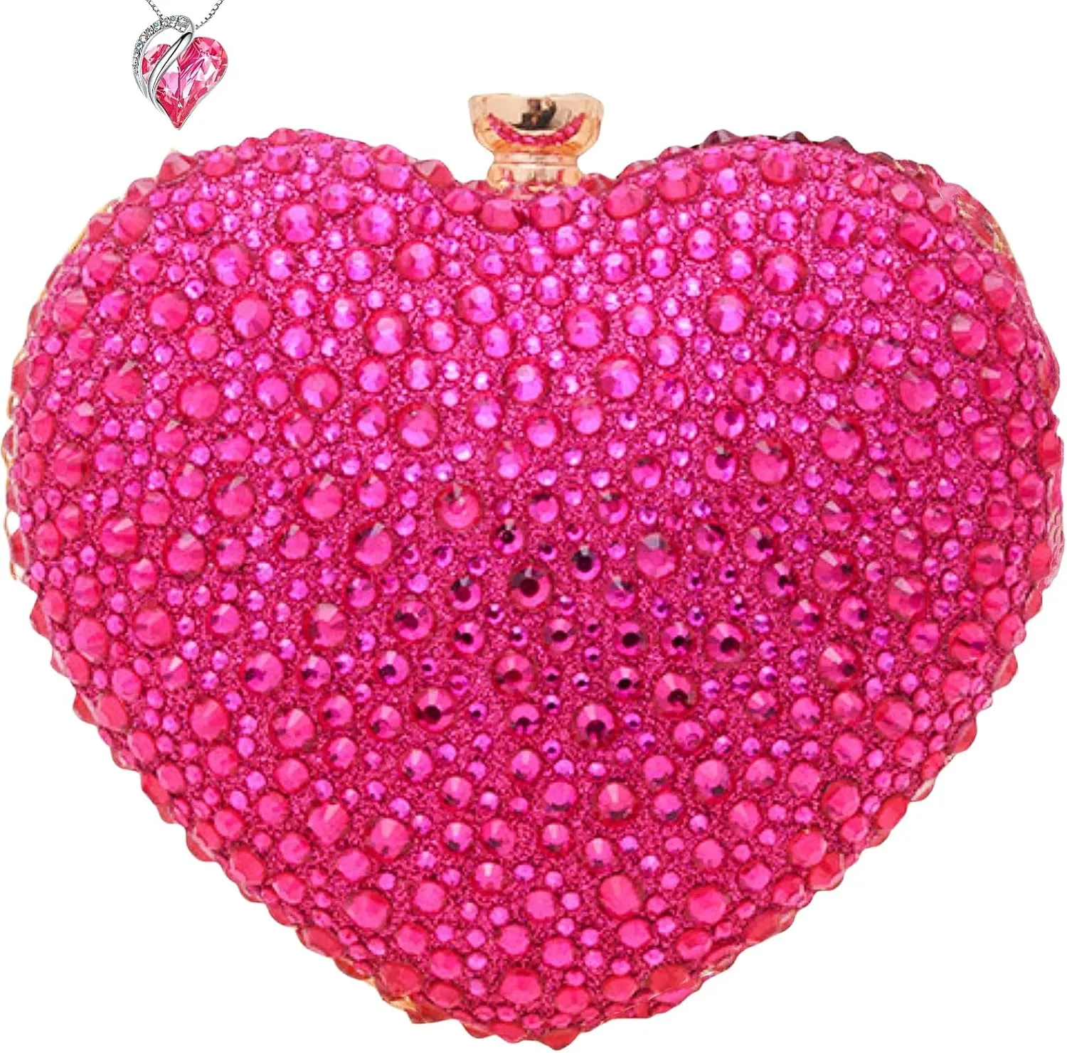 Mini Heart Rhinestone Purse - Wedding Clutch Bag for Dinner Party