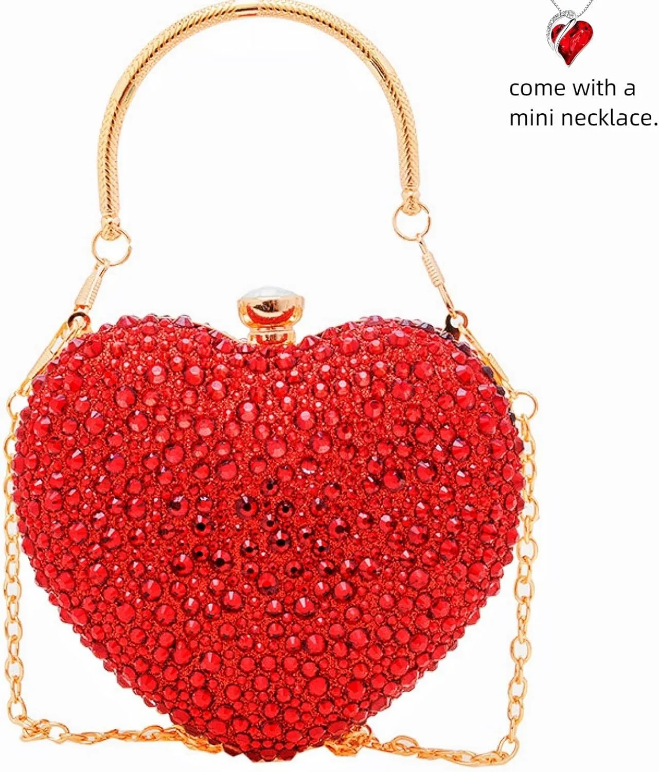 Mini Heart Rhinestone Purse - Wedding Clutch Bag for Dinner Party