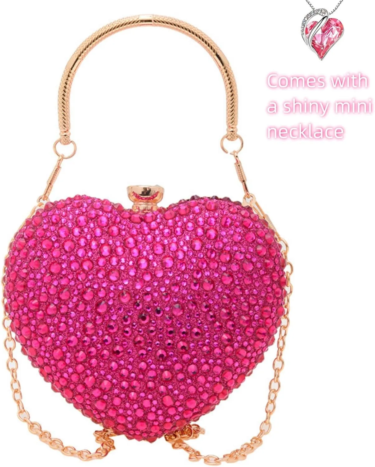 Mini Heart Rhinestone Purse - Wedding Clutch Bag for Dinner Party