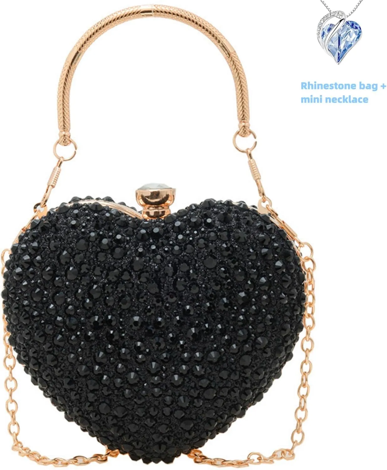 Mini Heart Rhinestone Purse - Wedding Clutch Bag for Dinner Party