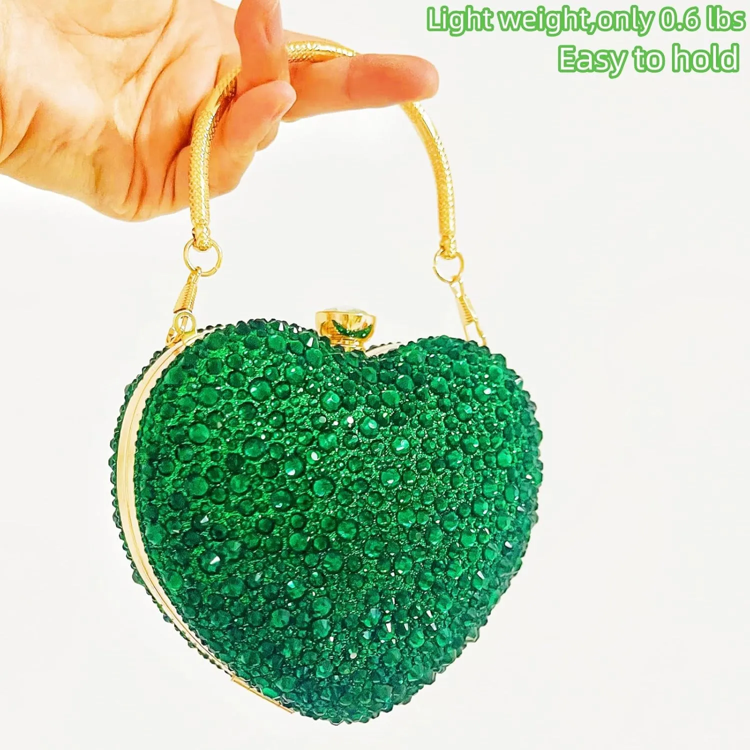 Mini Heart Rhinestone Purse - Wedding Clutch Bag for Dinner Party