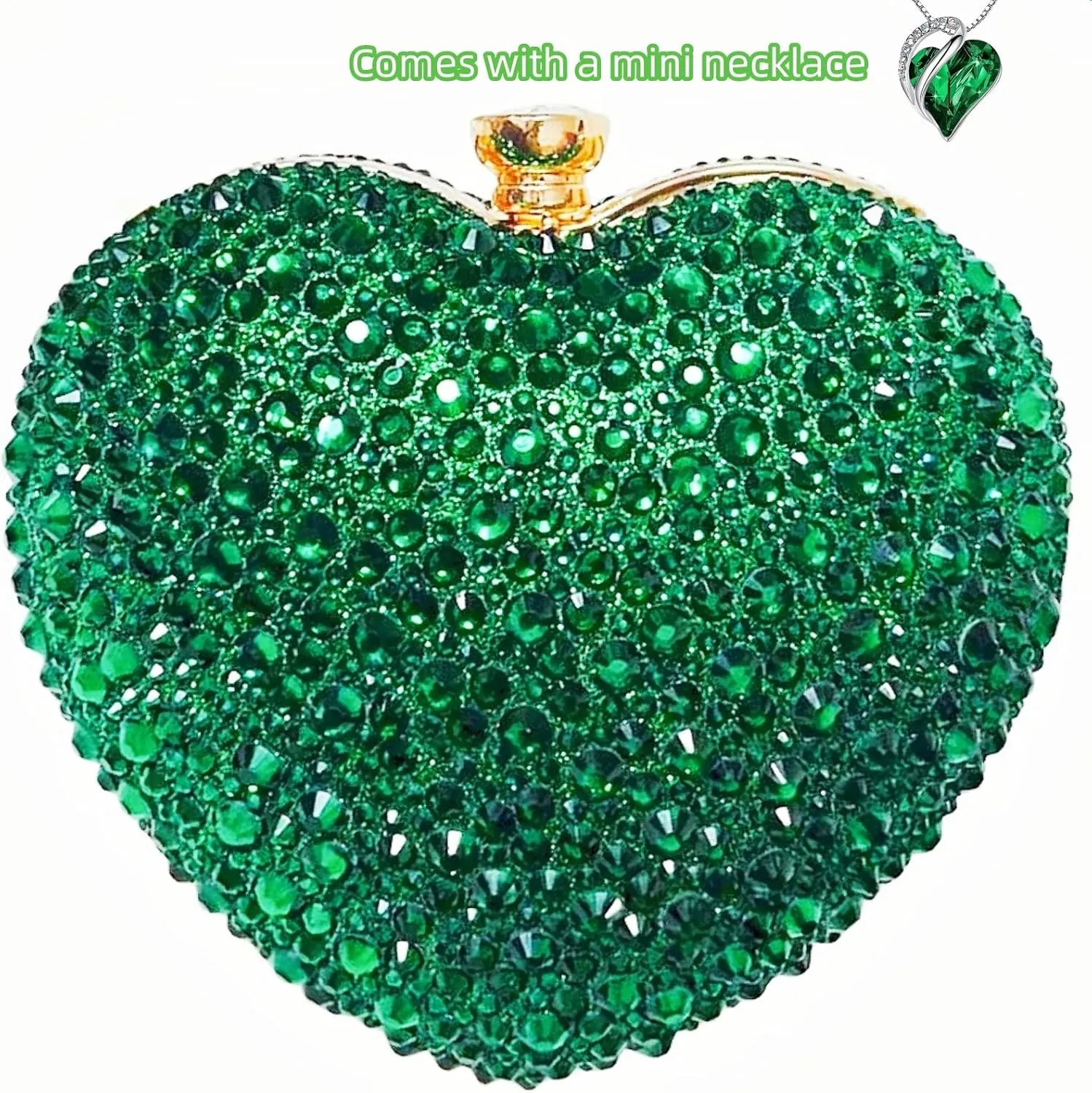 Mini Heart Rhinestone Purse - Wedding Clutch Bag for Dinner Party