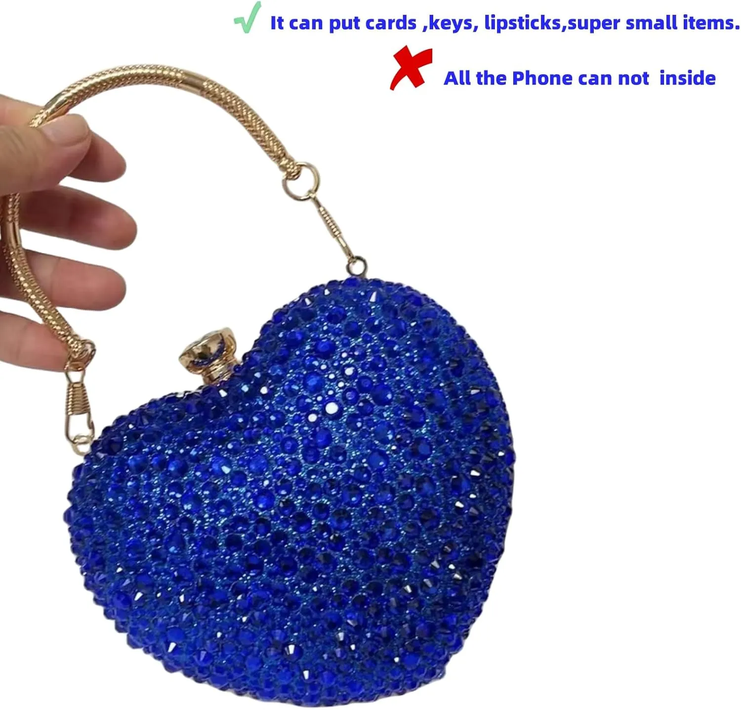 Mini Heart Rhinestone Purse - Wedding Clutch Bag for Dinner Party