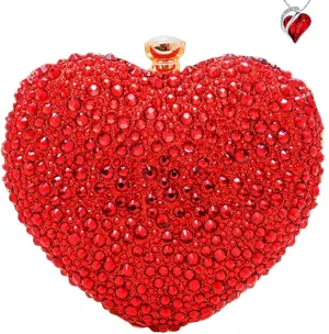 Mini Heart Rhinestone Purse - Wedding Clutch Bag for Dinner Party