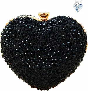 Mini Heart Rhinestone Purse - Wedding Clutch Bag for Dinner Party