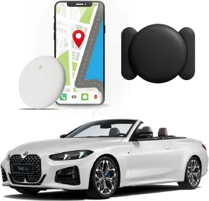Mini Hidden GPS Tracking Device for Vehicles, Cars etc, Hidden GPS Car Tracking Device with Magnetic Waterproof Case, Running in Apple FIND My, No Extra Monthly fee(1PC Withe Device Black case)