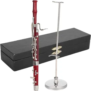 Miniature Bassoon with Stand and Wooden Case Mini Musical Instrument Doll's House Model Home Decoration Ornament