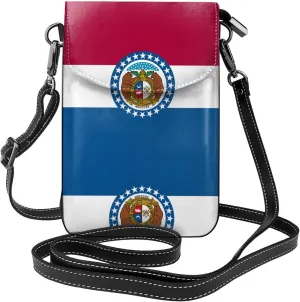 Missouri State Flag Lightweight leather crossbody phone bag, women's shoulder bag cell phone wallet, travel bag with credit card slots,