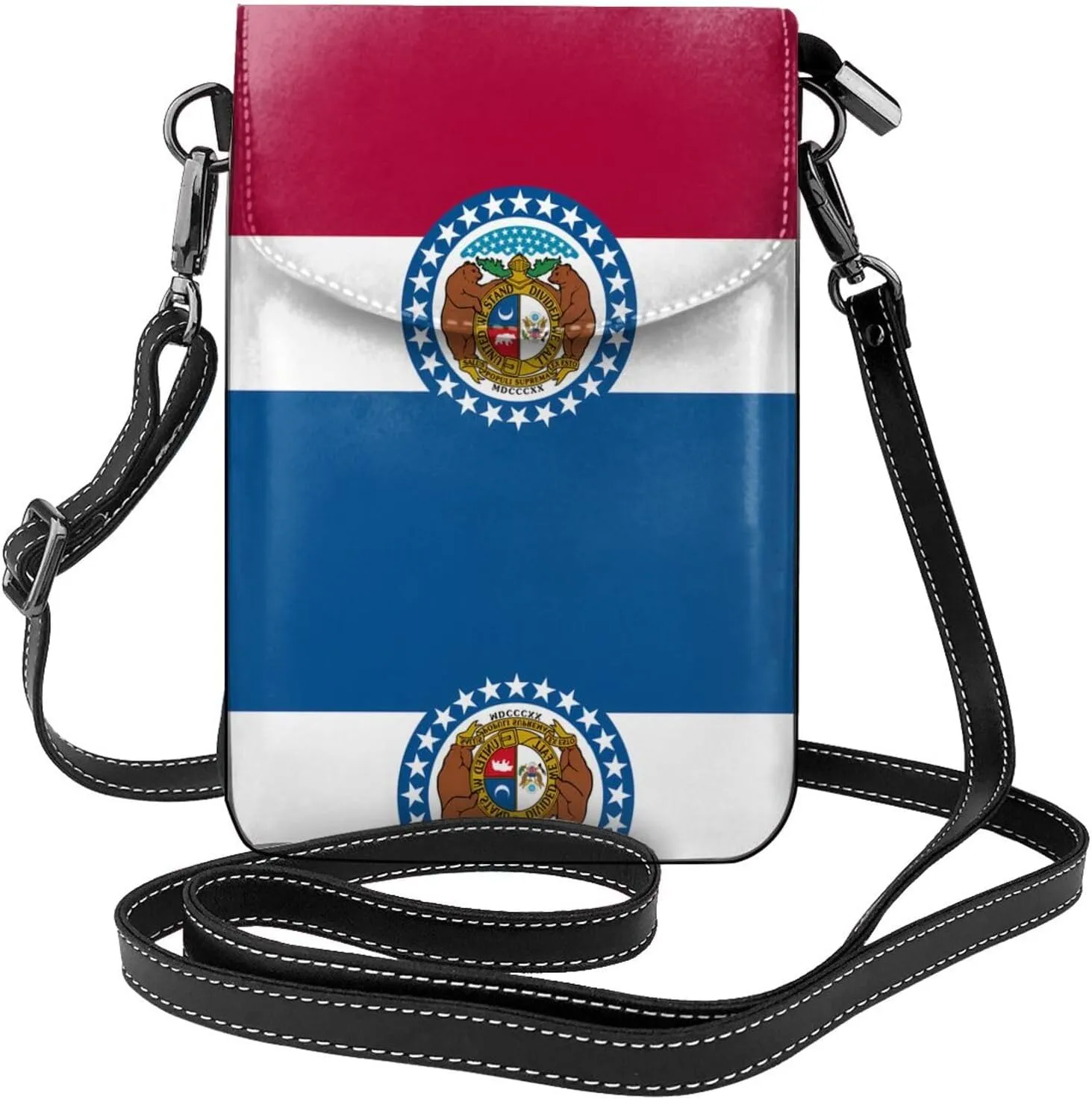 Missouri State Flag Lightweight leather crossbody phone bag, women's shoulder bag cell phone wallet, travel bag with credit card slots,
