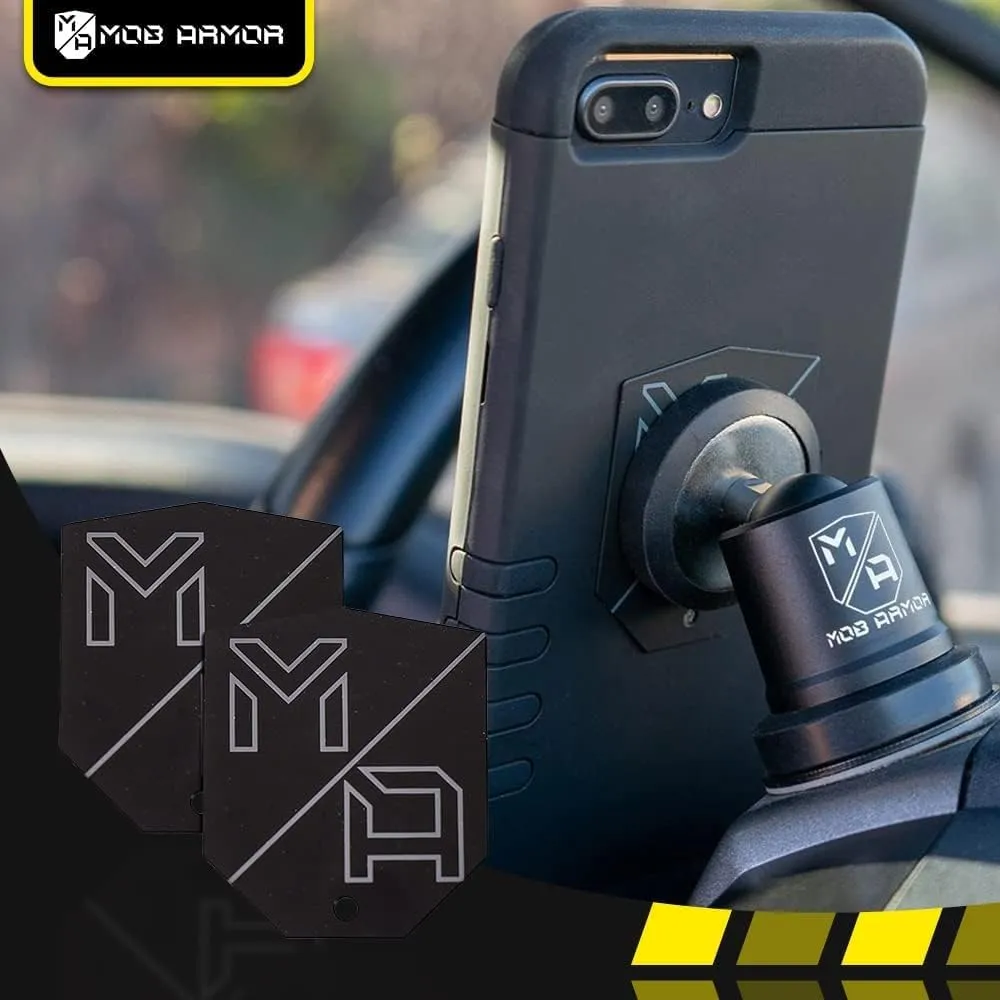 Mob Armor MobNetic Plate - Magnetic Phone Mounting Plate - 0.02inch Thick Metal - iPhone & Android Smartphone Compatible - 3M VHB Adhesive Cars Trucks Motorcycles & Extreme Sport Plate Magnet (2 Pack)