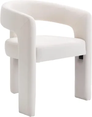 Modern Barrel Dining Chair, Velvet Upholstered Accent Side Chair with Arms Comfy Makeup Vanity Chair, Dining Living Room Kitchen Chair, Beige