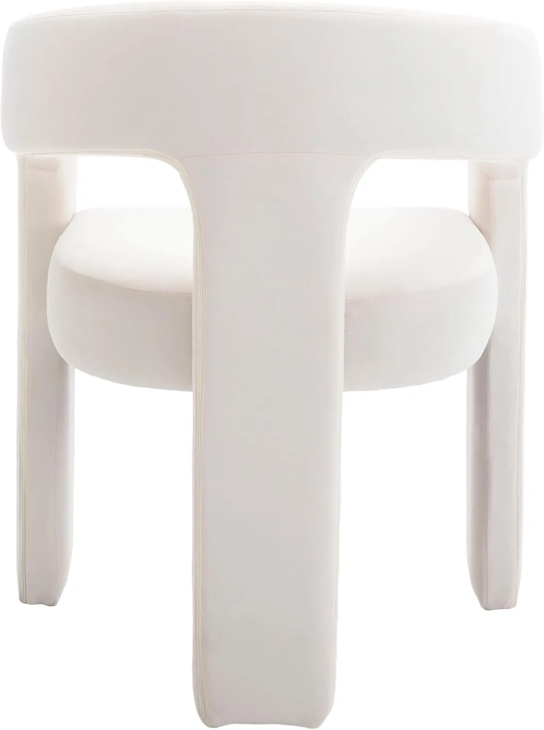 Modern Barrel Dining Chair, Velvet Upholstered Accent Side Chair with Arms Comfy Makeup Vanity Chair, Dining Living Room Kitchen Chair, Beige