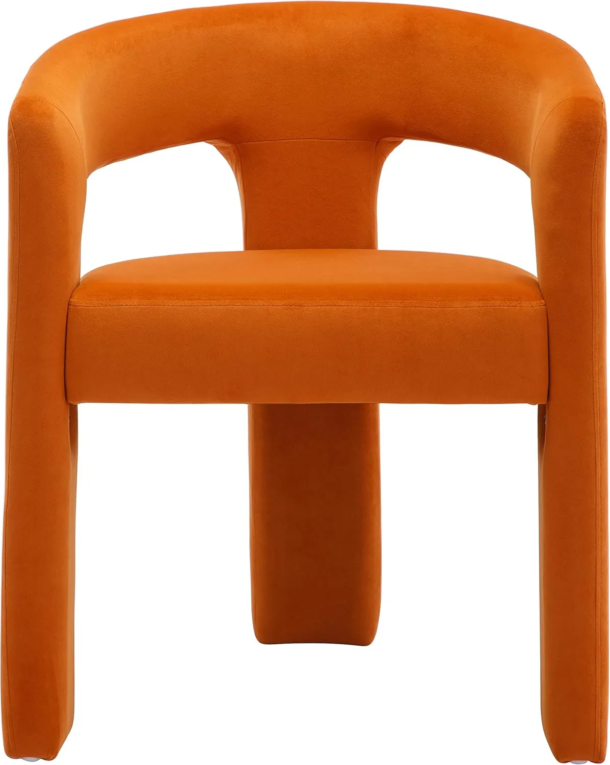 Modern Barrel Dining Chair, Velvet Upholstered Accent Side Chair with Arms Comfy Makeup Vanity Chair, Dining Living Room Kitchen Chair, Orange
