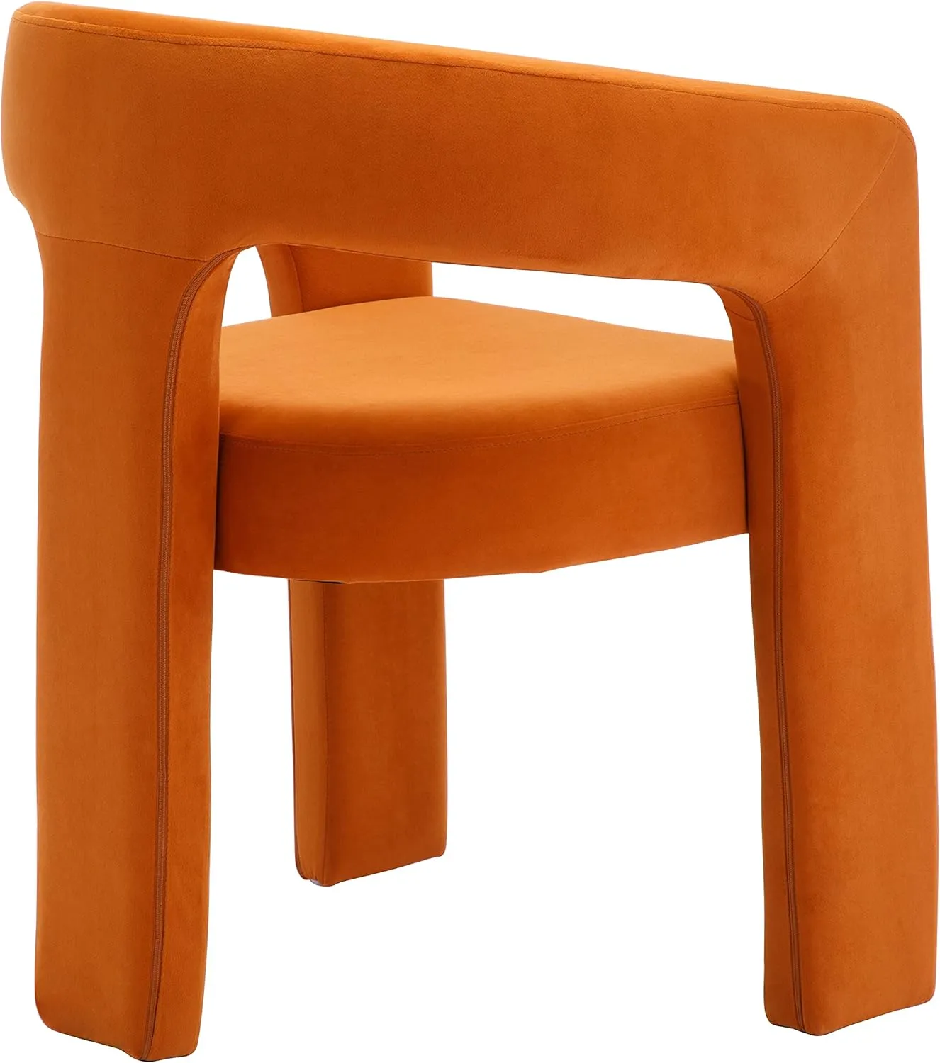 Modern Barrel Dining Chair, Velvet Upholstered Accent Side Chair with Arms Comfy Makeup Vanity Chair, Dining Living Room Kitchen Chair, Orange