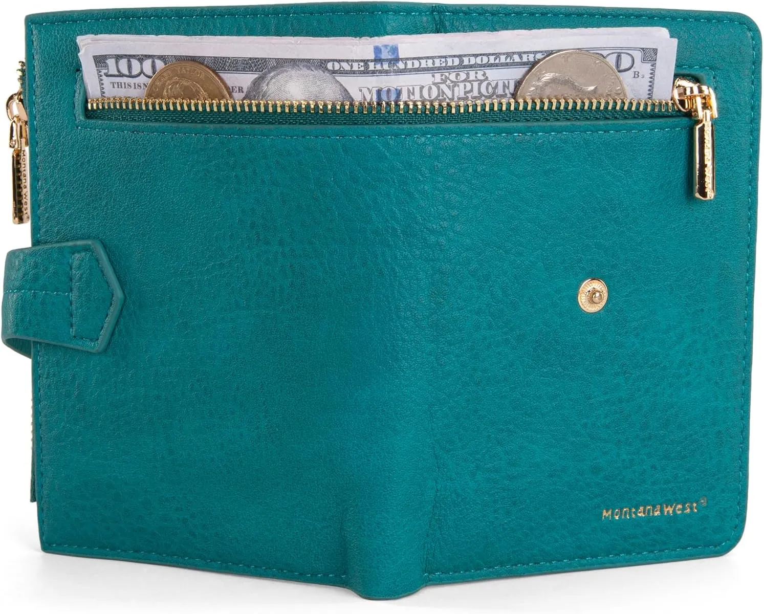 Montana West Ladies' Bifold RFID Blocking Anti Theft Wallet with Zipper Coin Pocket