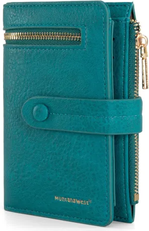 Montana West Ladies' Bifold RFID Blocking Anti Theft Wallet with Zipper Coin Pocket