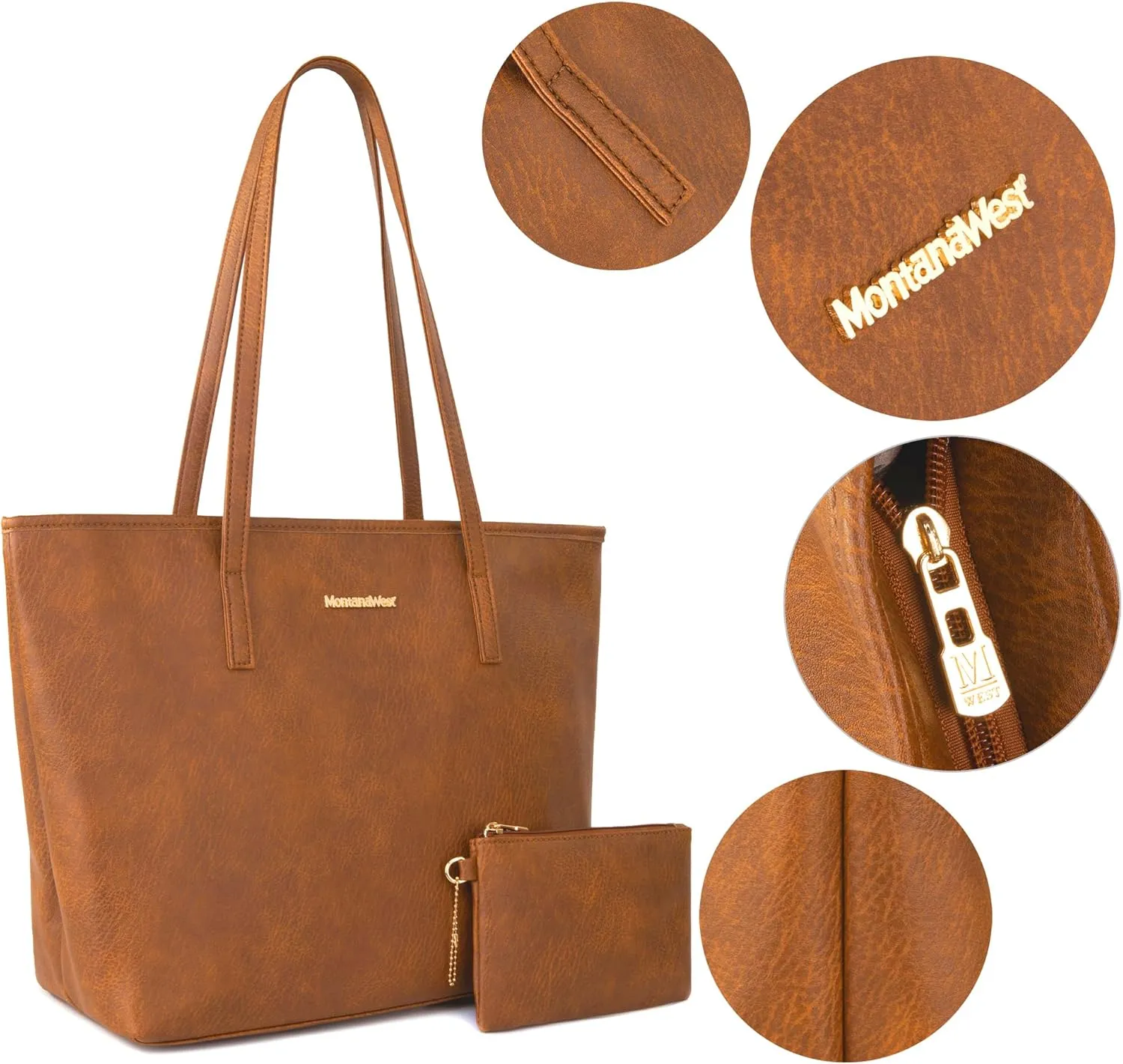 Montana West Tote Bags Vegan Leather Purses and Handbags for Women Top Handle Ladies Shoulder Bags