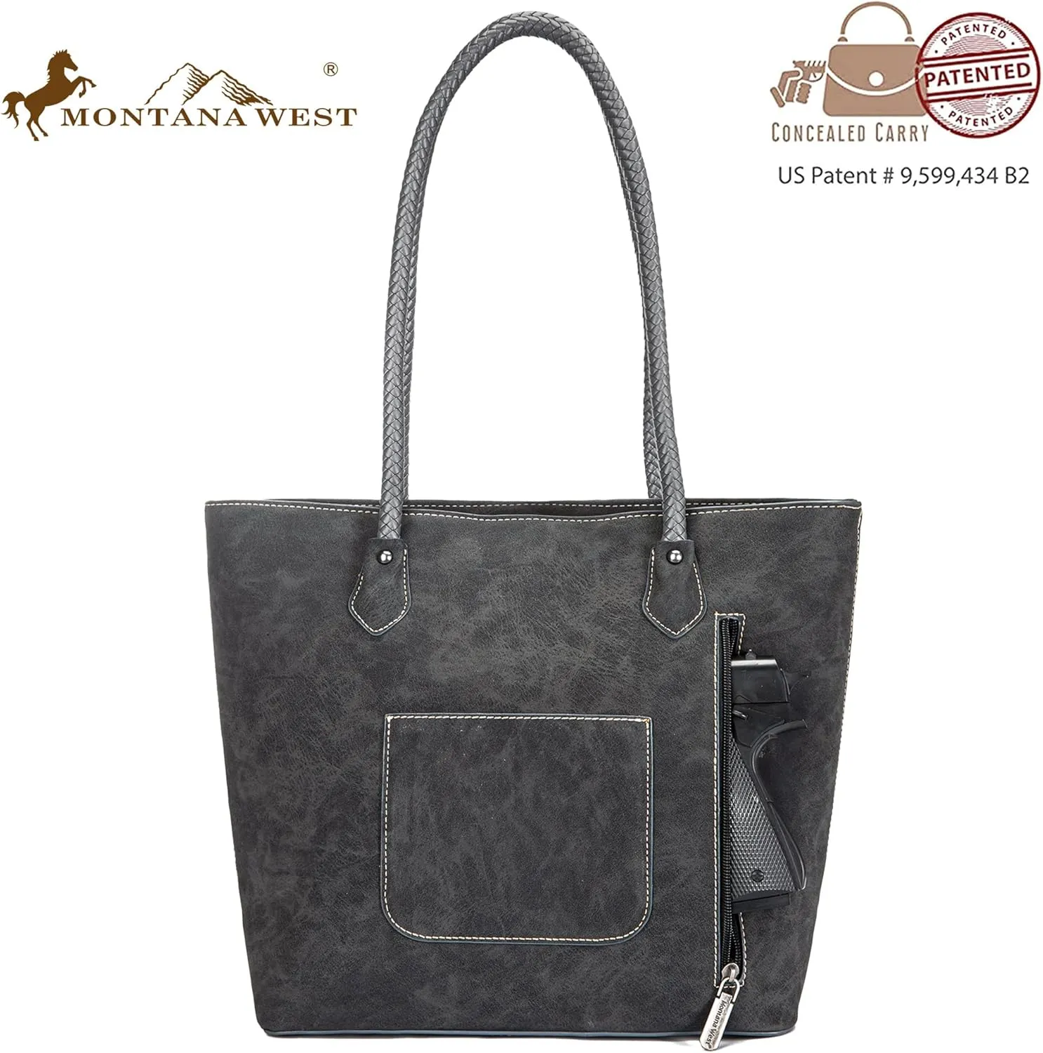 Montana West Woven Tote Bags for Women Medium Purses and Handbags with Concealed Carry Back Zipper Pocket