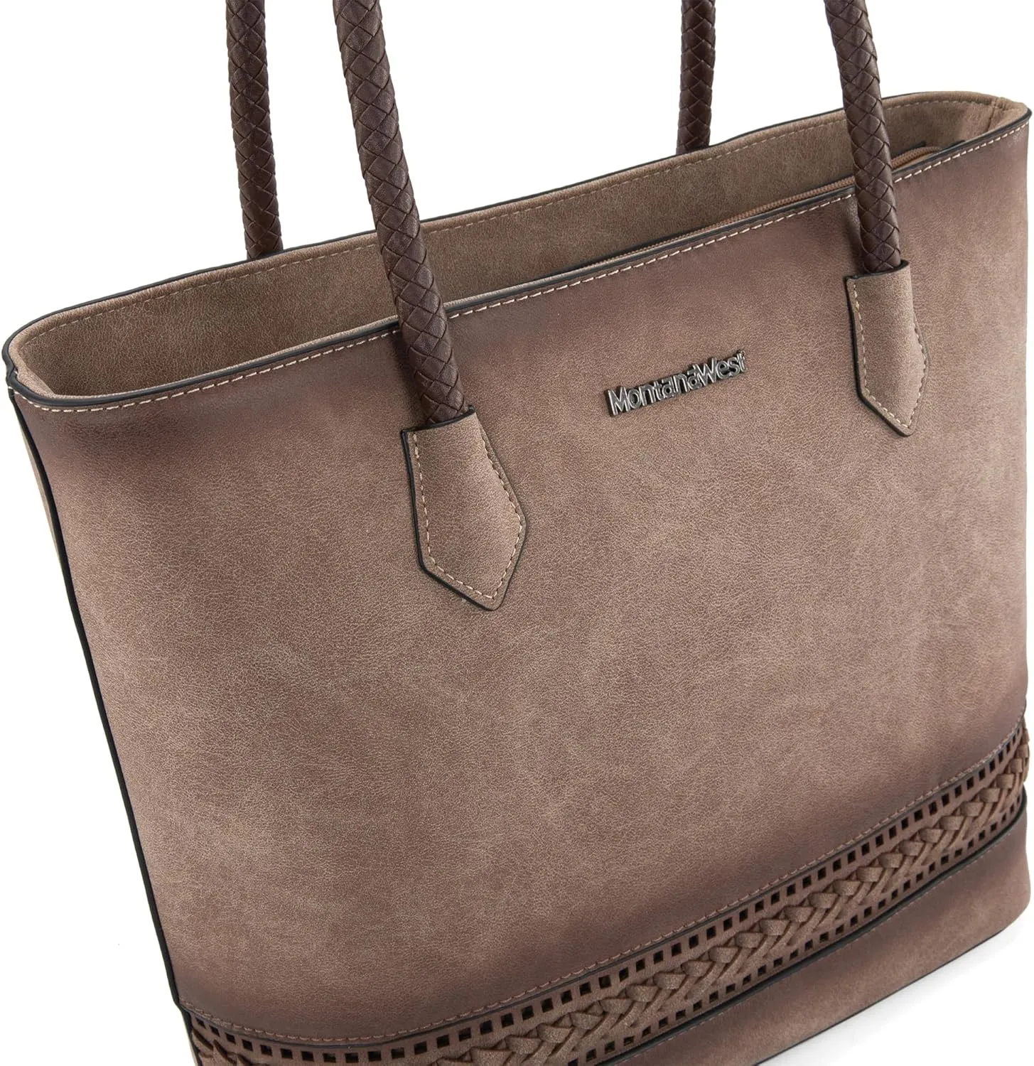 Montana West Woven Tote Bags for Women Medium Purses and Handbags with Concealed Carry Back Zipper Pocket