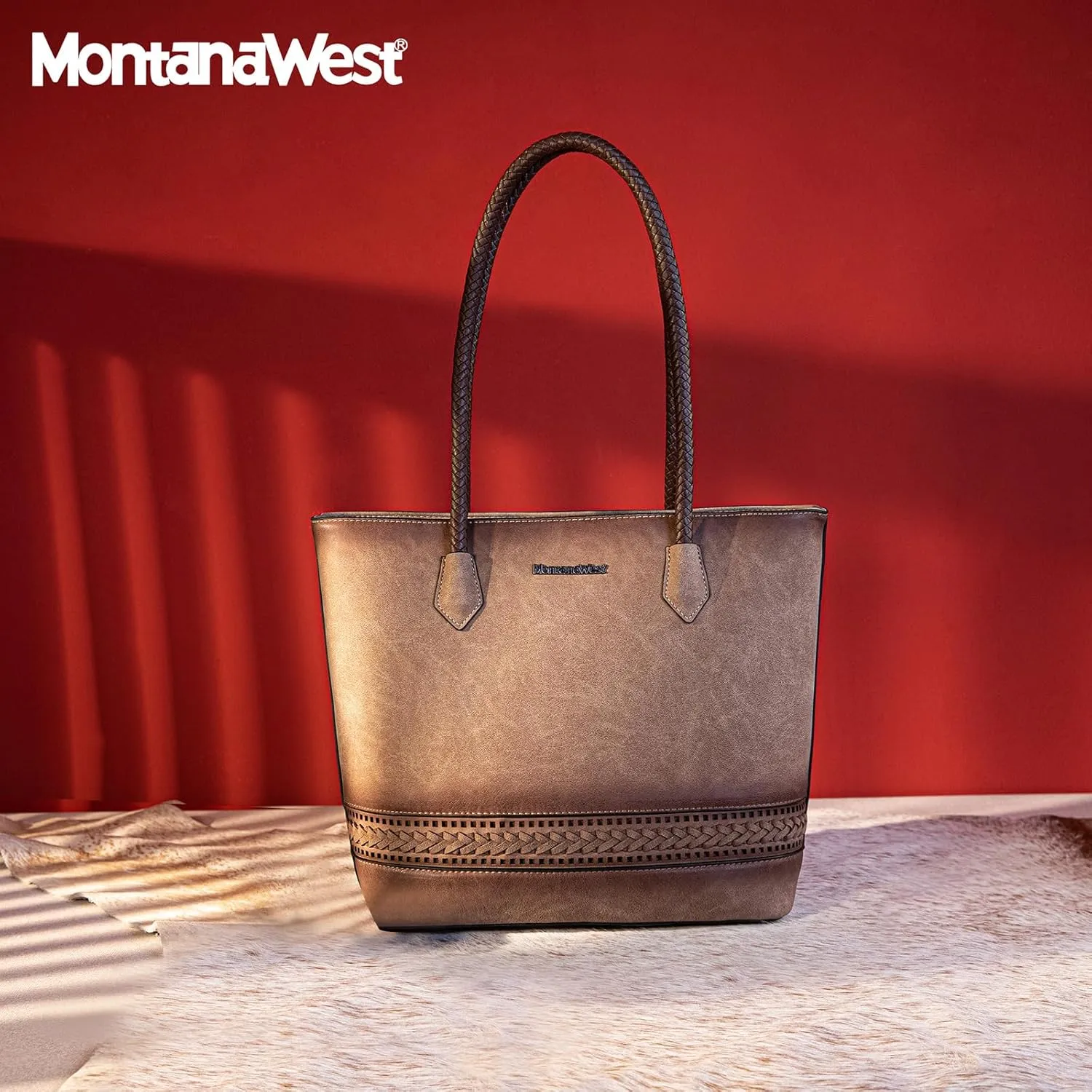 Montana West Woven Tote Bags for Women Medium Purses and Handbags with Concealed Carry Back Zipper Pocket