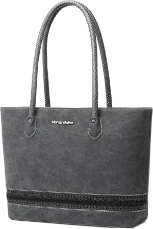Montana West Woven Tote Bags for Women Medium Purses and Handbags with Concealed Carry Back Zipper Pocket