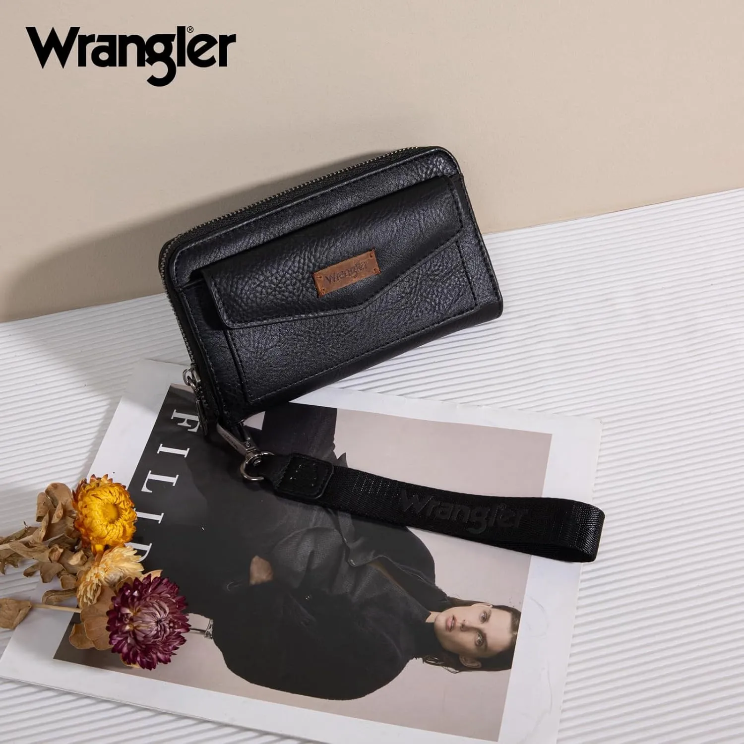 Montana West Wrangler Large Capacity Wallets Women with Wristlet and Metal Smooth Zipper