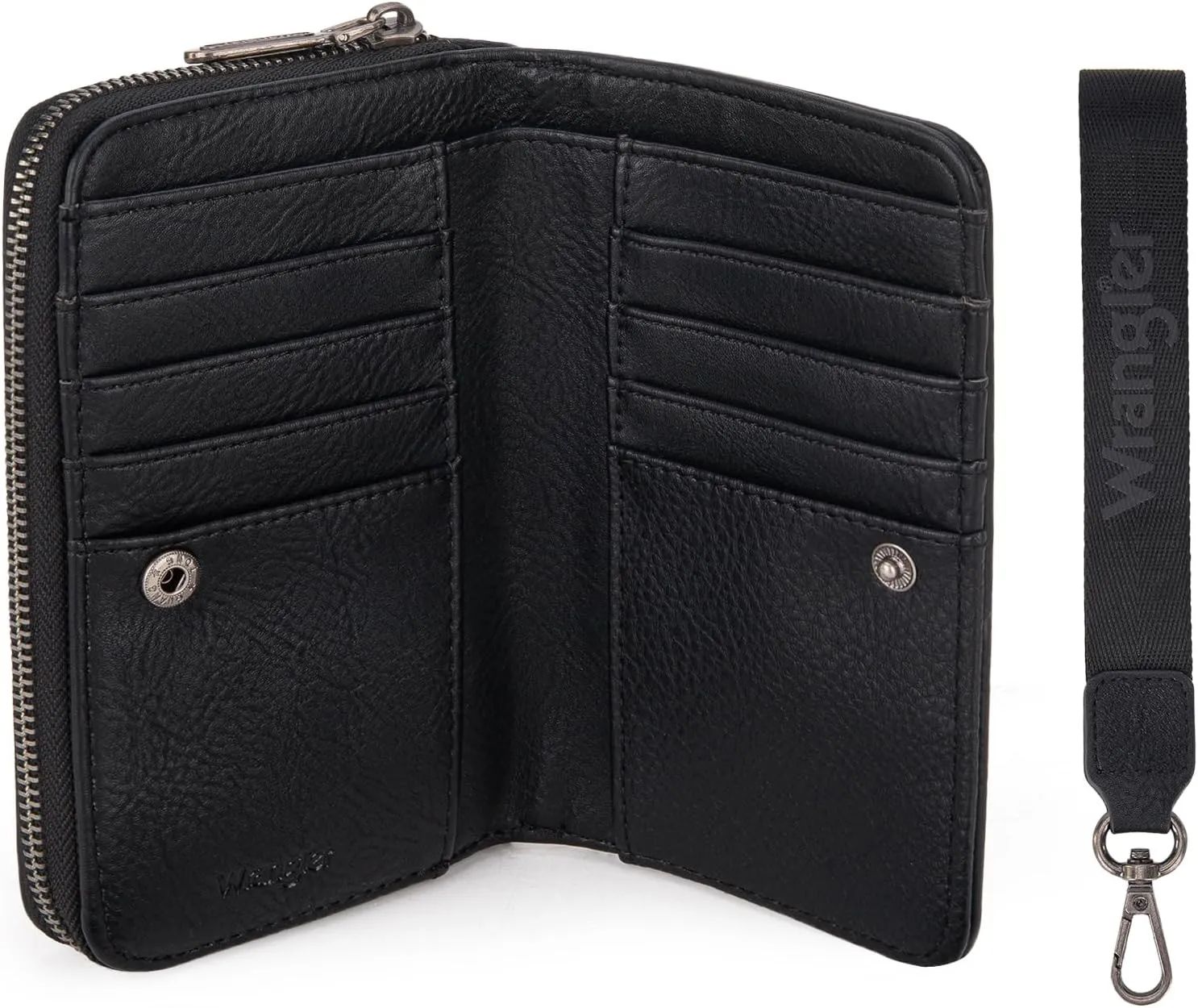 Montana West Wrangler Large Capacity Wallets Women with Wristlet and Metal Smooth Zipper