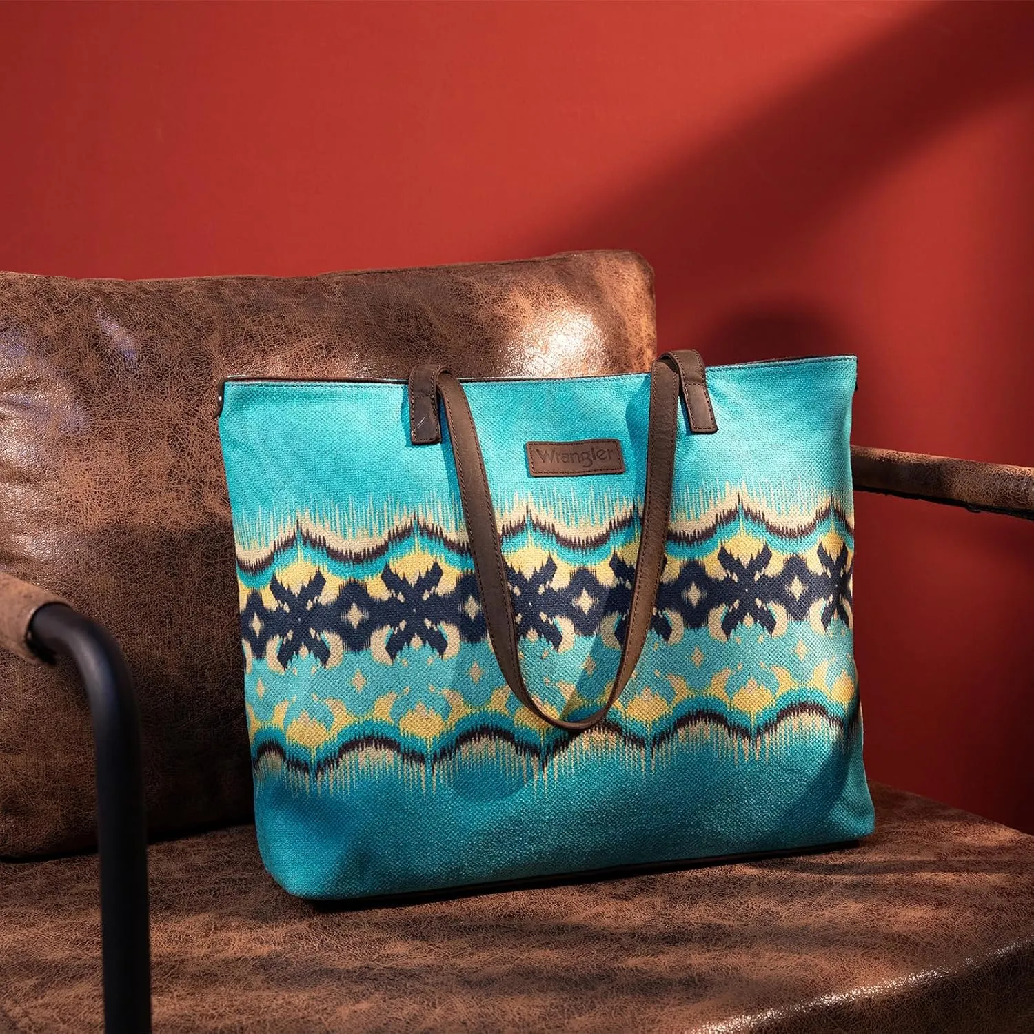 Montana West Wrangler Tote Bag for Women Canvas Shoulder Handbag Aztec Purse