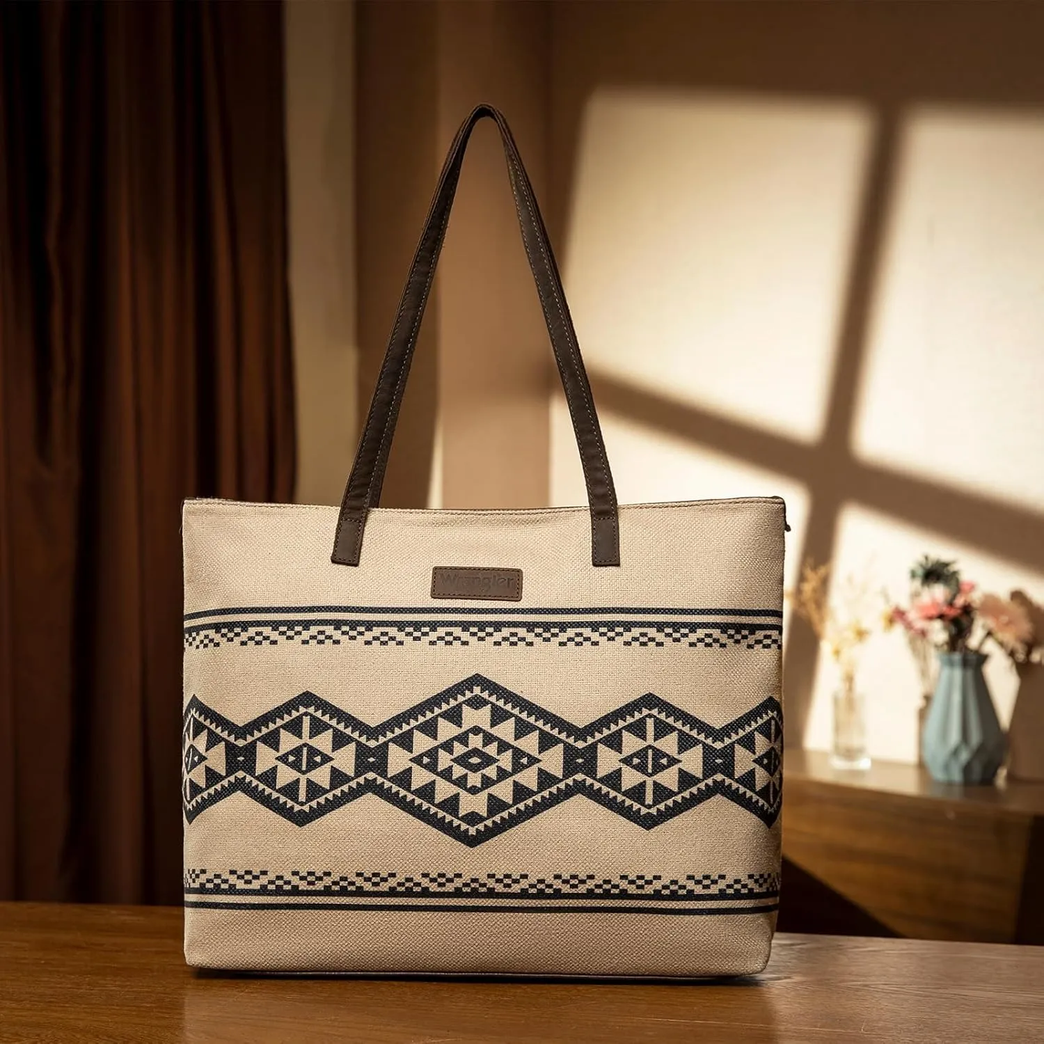 Montana West Wrangler Tote Bag for Women Canvas Shoulder Handbag Aztec Purse