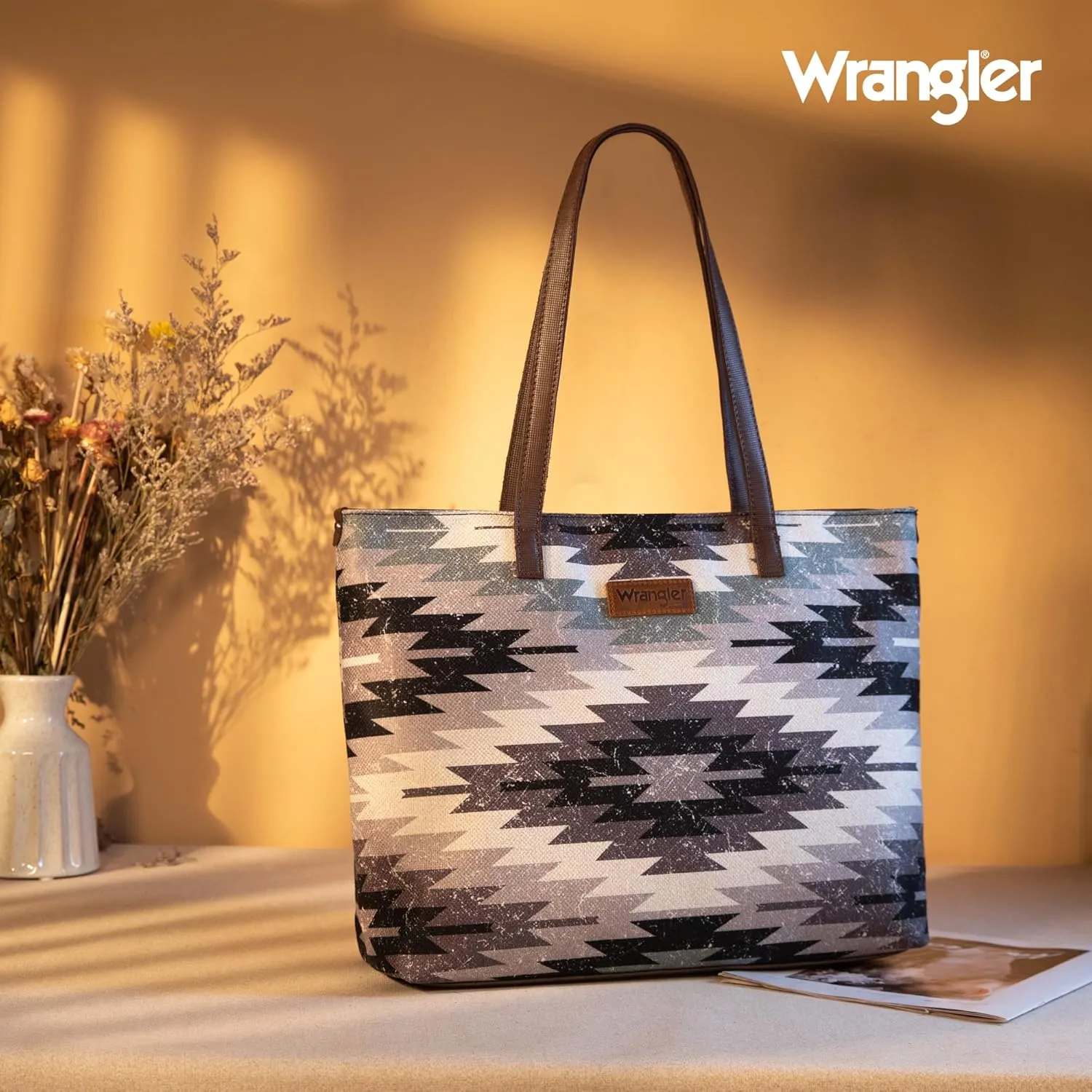 Montana West Wrangler Tote Bag for Women Canvas Shoulder Handbag Aztec Purse