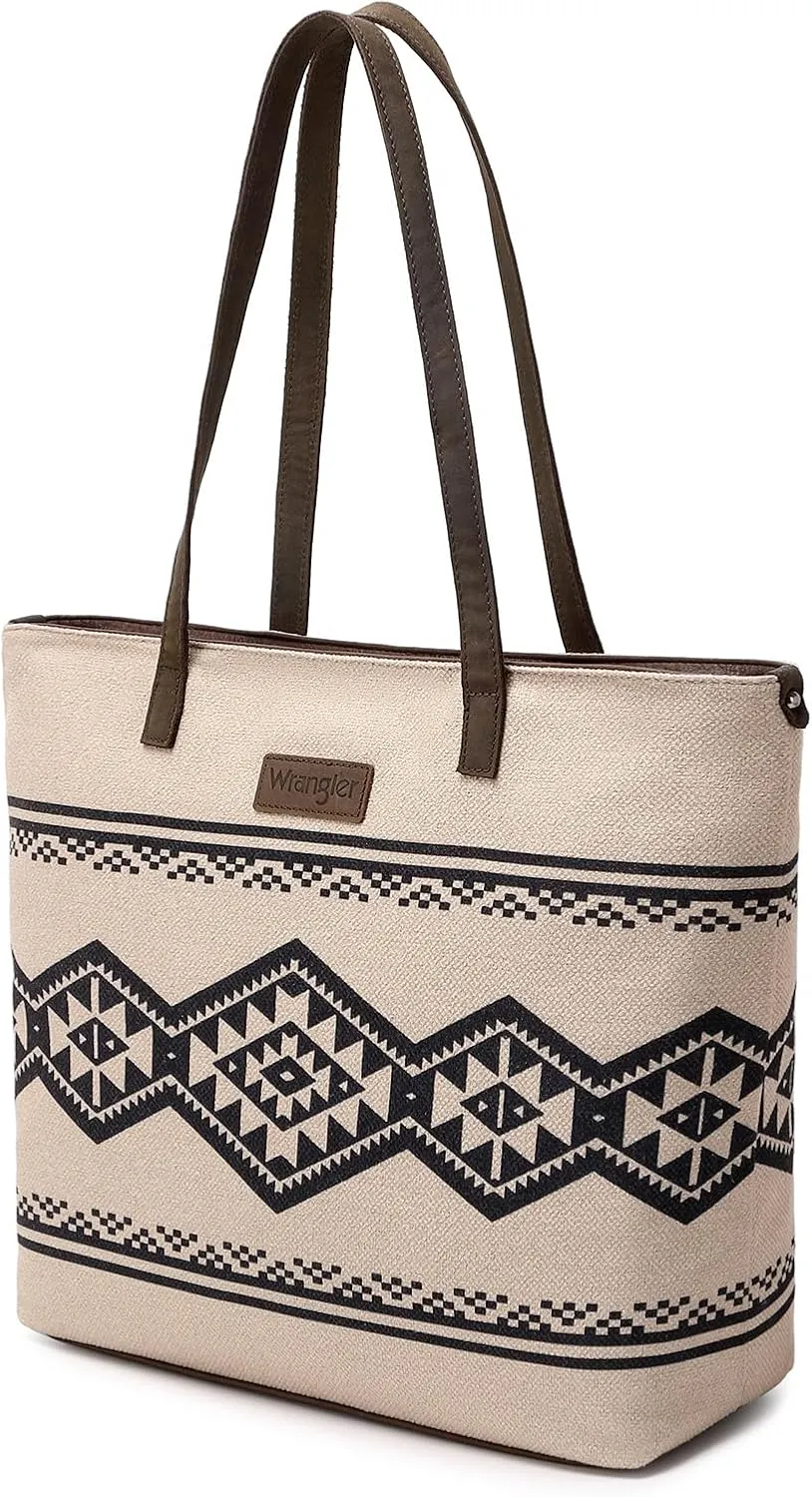 Montana West Wrangler Tote Bag for Women Canvas Shoulder Handbag Aztec Purse