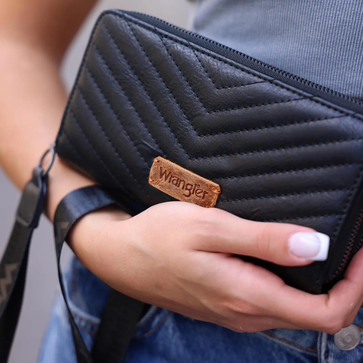 Montana West X Wrangler Black Womens Wallets Rfid Blocking Large and Small Wristlet Set Credit Cards Organizer Cash Cellphone