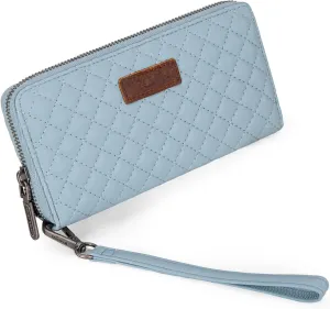 Montana West X Wrangler Large Quilted Wallet for Women with a Detachable Wristlet & Rfid Lining